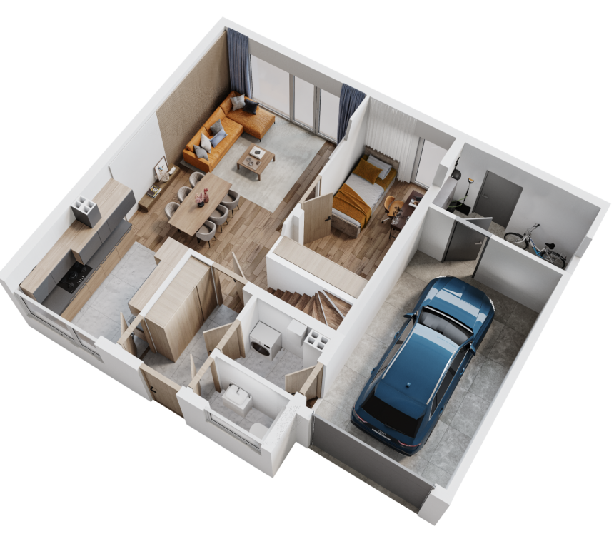 Parter z gabinetem od ogrodu