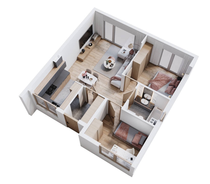 Wariant domu parterowego z jedną sypialnią